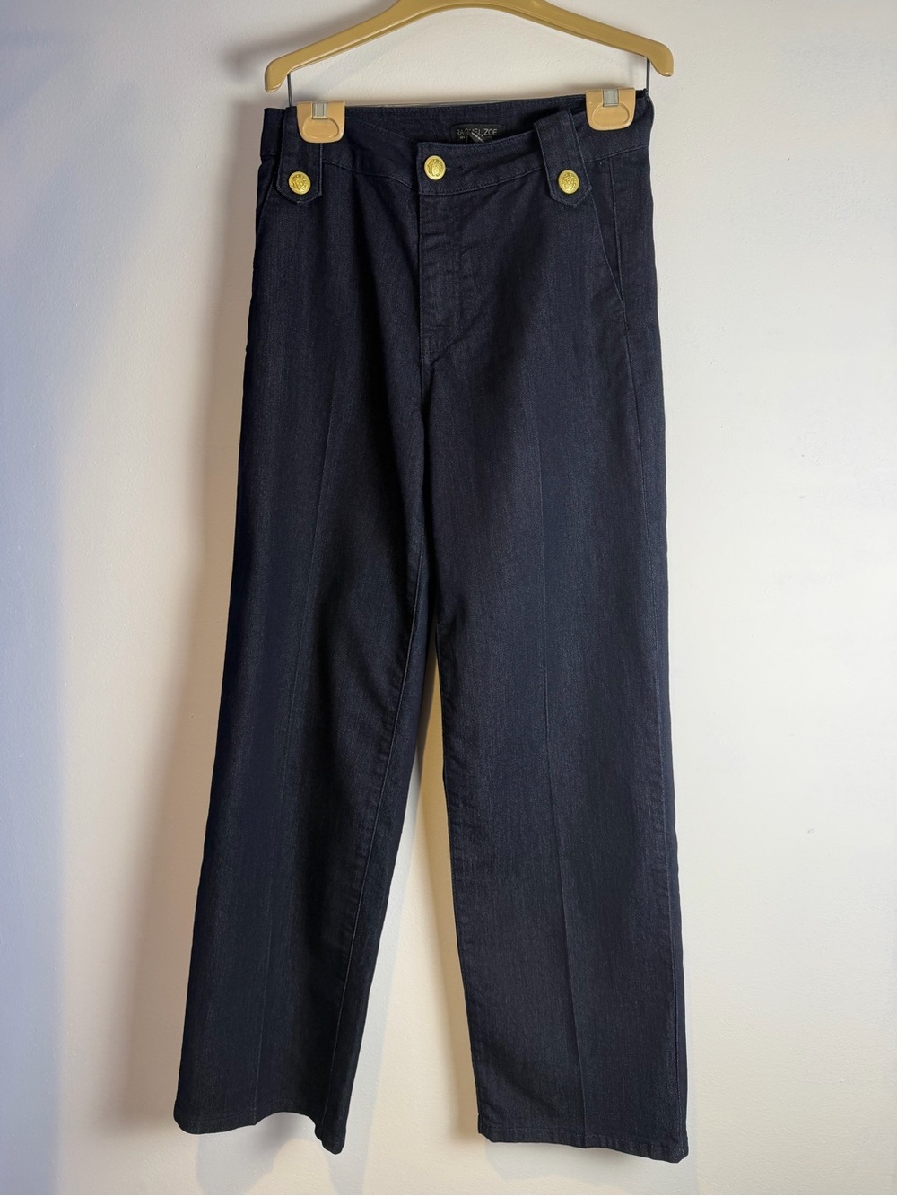 Rachel Zoe Dark Wash Sailor Denim Trousers with Branded Waist Label